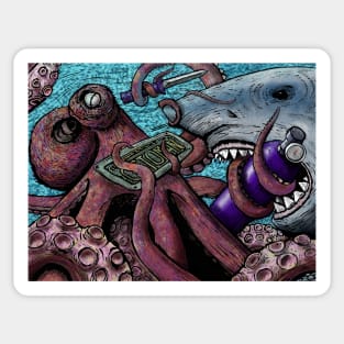 Giant Pacific Octopus versus Great White Shark Sticker